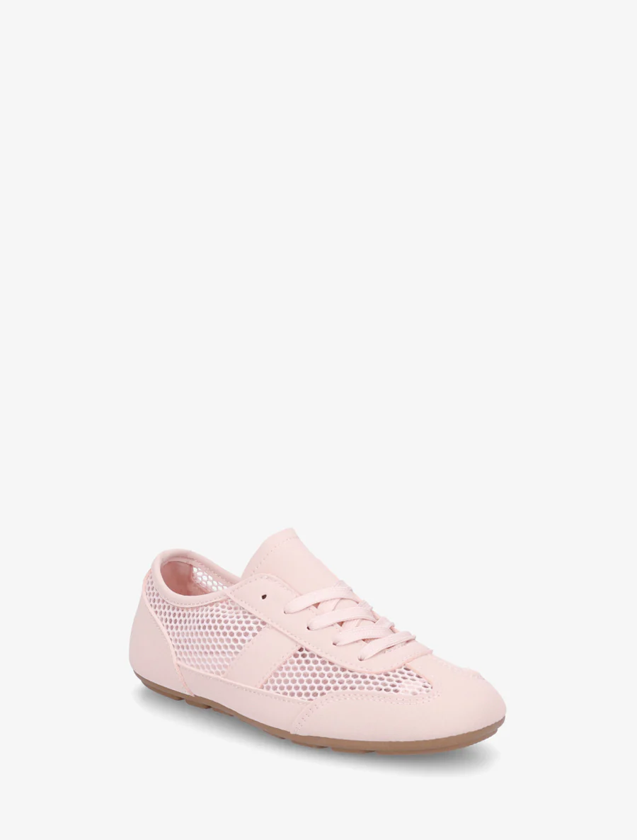 Sneakers van imitatieleer en opengewerkt textiel - Roos - Image 2