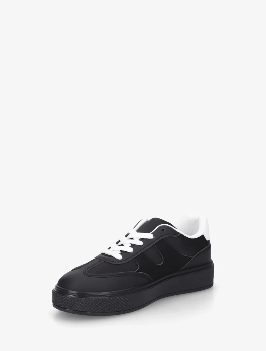 Sneakers van imitatieleer en satijnstof met strass. - Zwart - Image 3