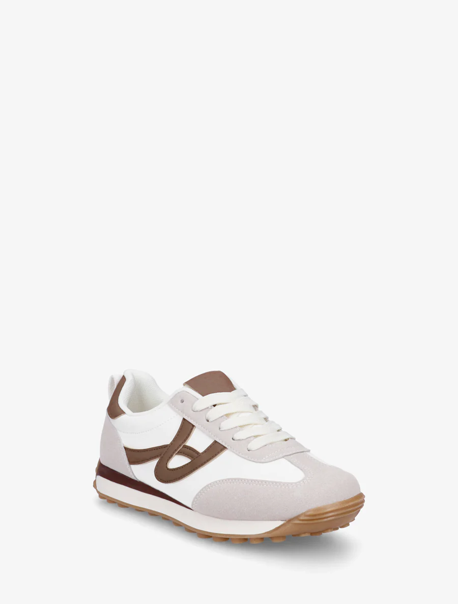 Sneakers van imitatieleer met contrasterende details - Wit - Image 2