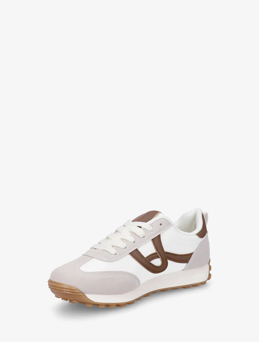Sneakers van imitatieleer met contrasterende details - Wit - Image 3
