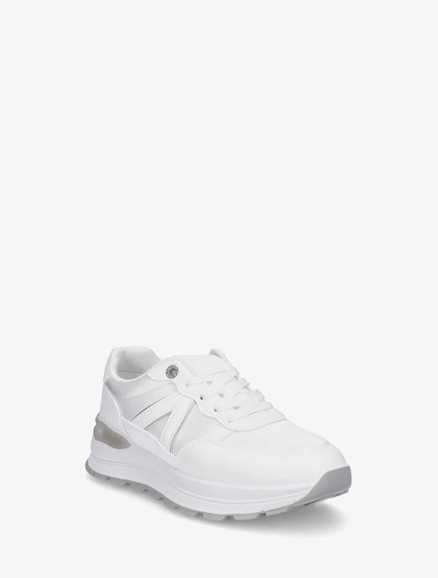 Sneakers van imitatieleer met contrasterende strepen - Wit - Image 2