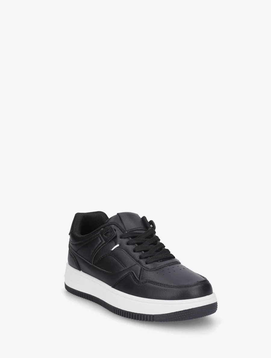 Sneakers van imitatieleer met dikke zool - Zwart - Image 2