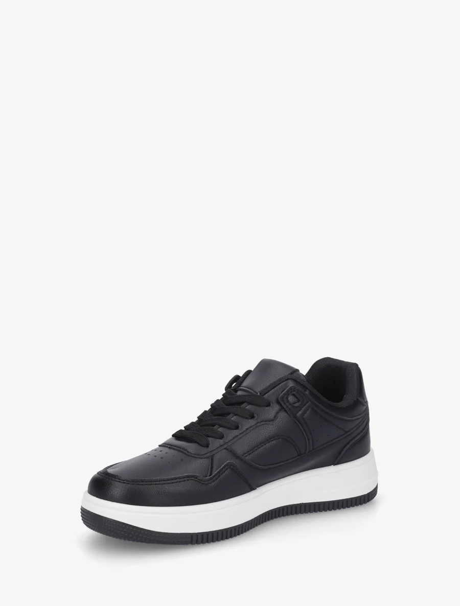 Sneakers van imitatieleer met dikke zool - Zwart - Image 3