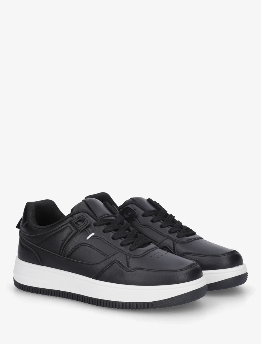 Sneakers van imitatieleer met dikke zool - Zwart - Image 4
