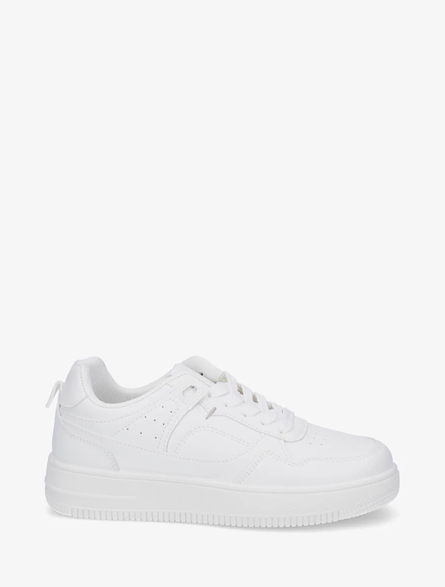 Sneakers van imitatieleer met dikke zool - Wit