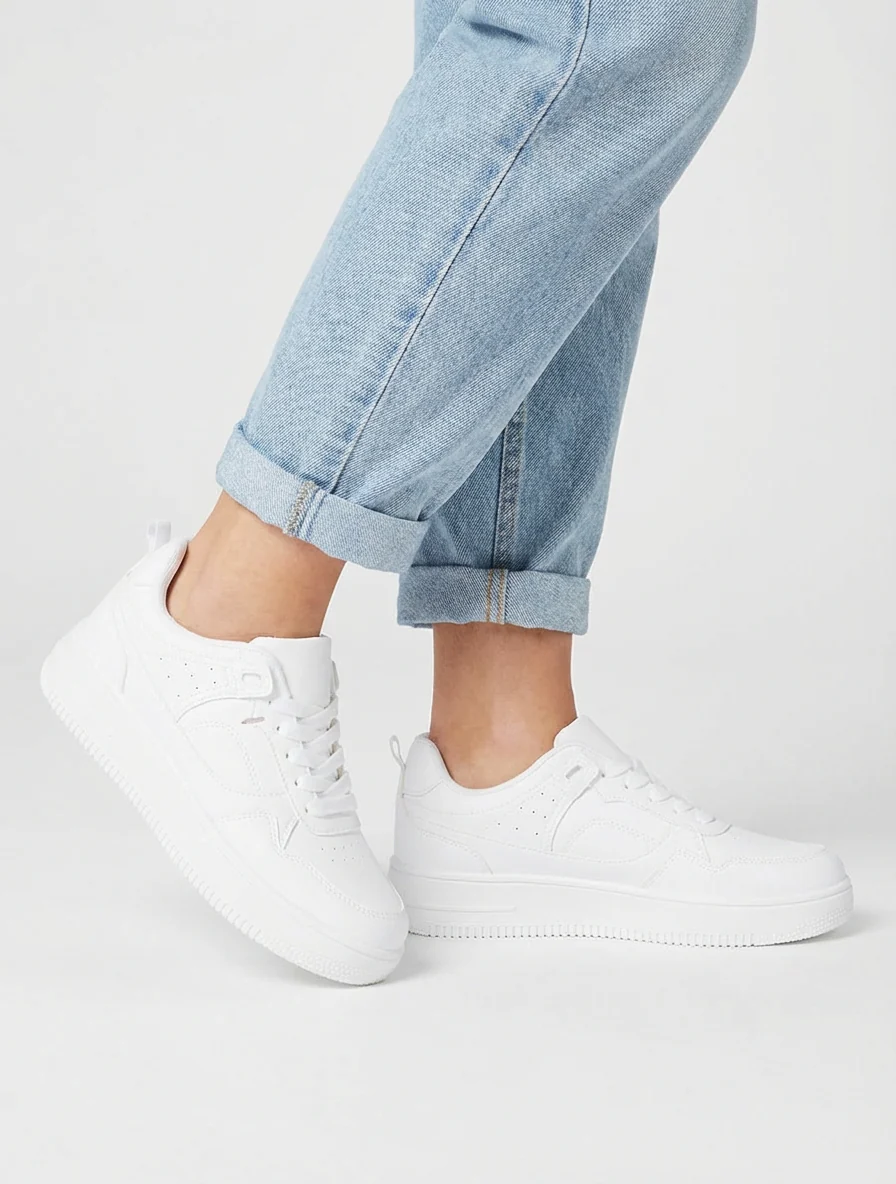 Sneakers van imitatieleer met dikke zool - Wit - Image 5
