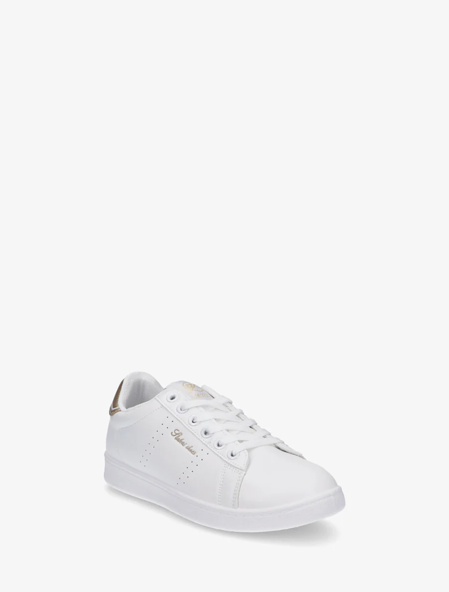 Sneakers van imitatieleer met geborduurde inscriptie - Goud - Image 2