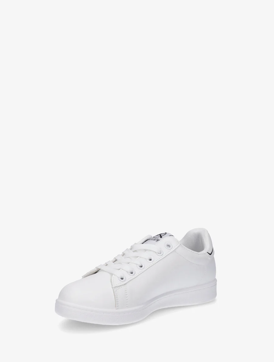 Sneakers van imitatieleer met geborduurde inscriptie - Wit - Image 3