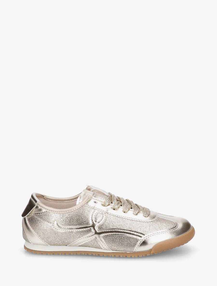 Sneakers van imitatieleer met grafisch inzetstuk - Goud