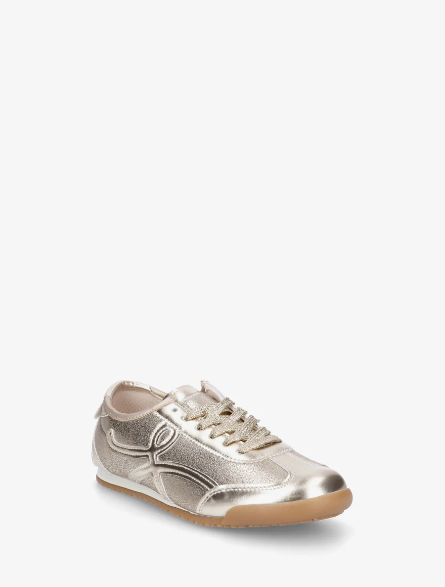 Sneakers van imitatieleer met grafisch inzetstuk - Goud - Image 2
