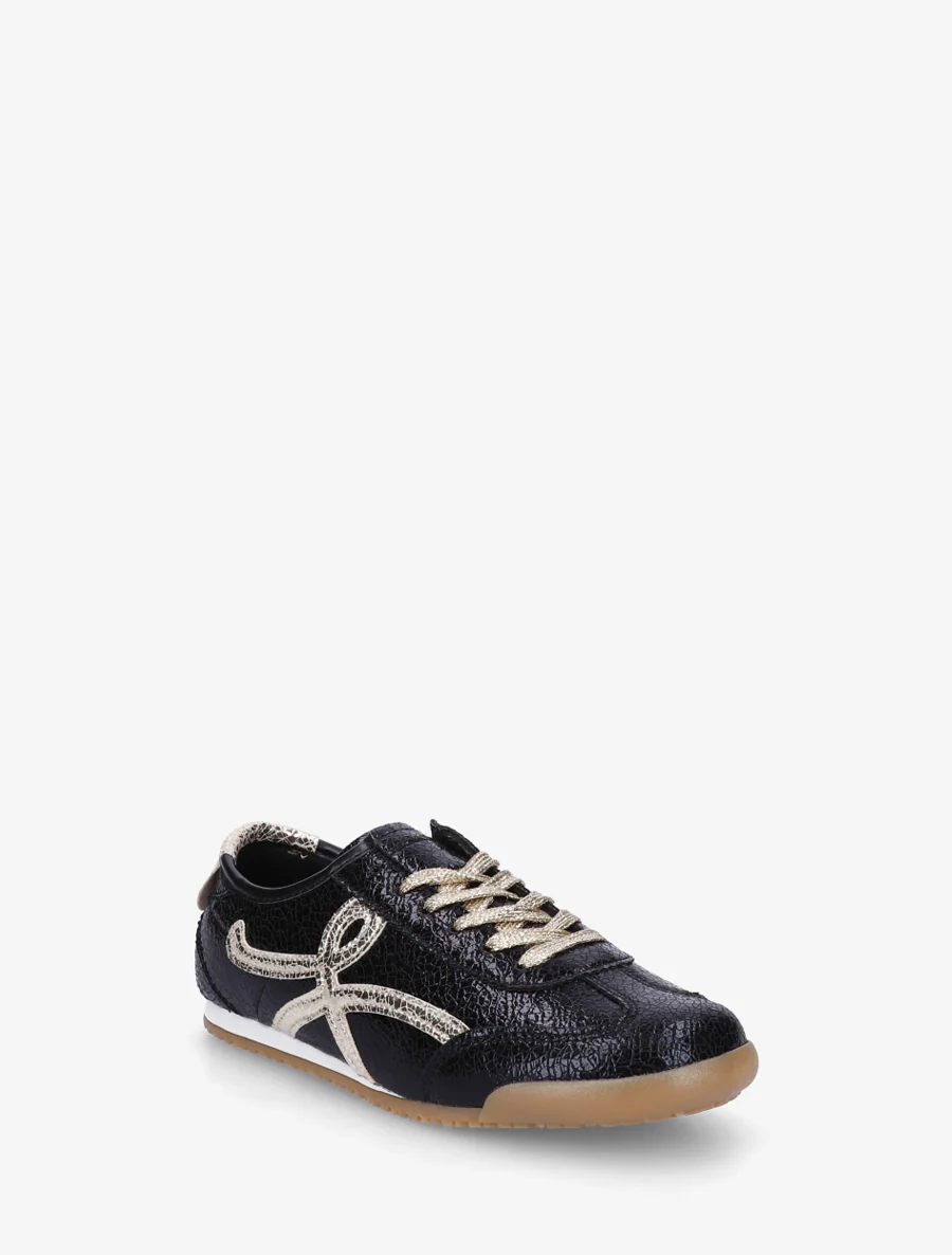 Sneakers van imitatieleer met grafisch inzetstuk - Zwart - Image 2