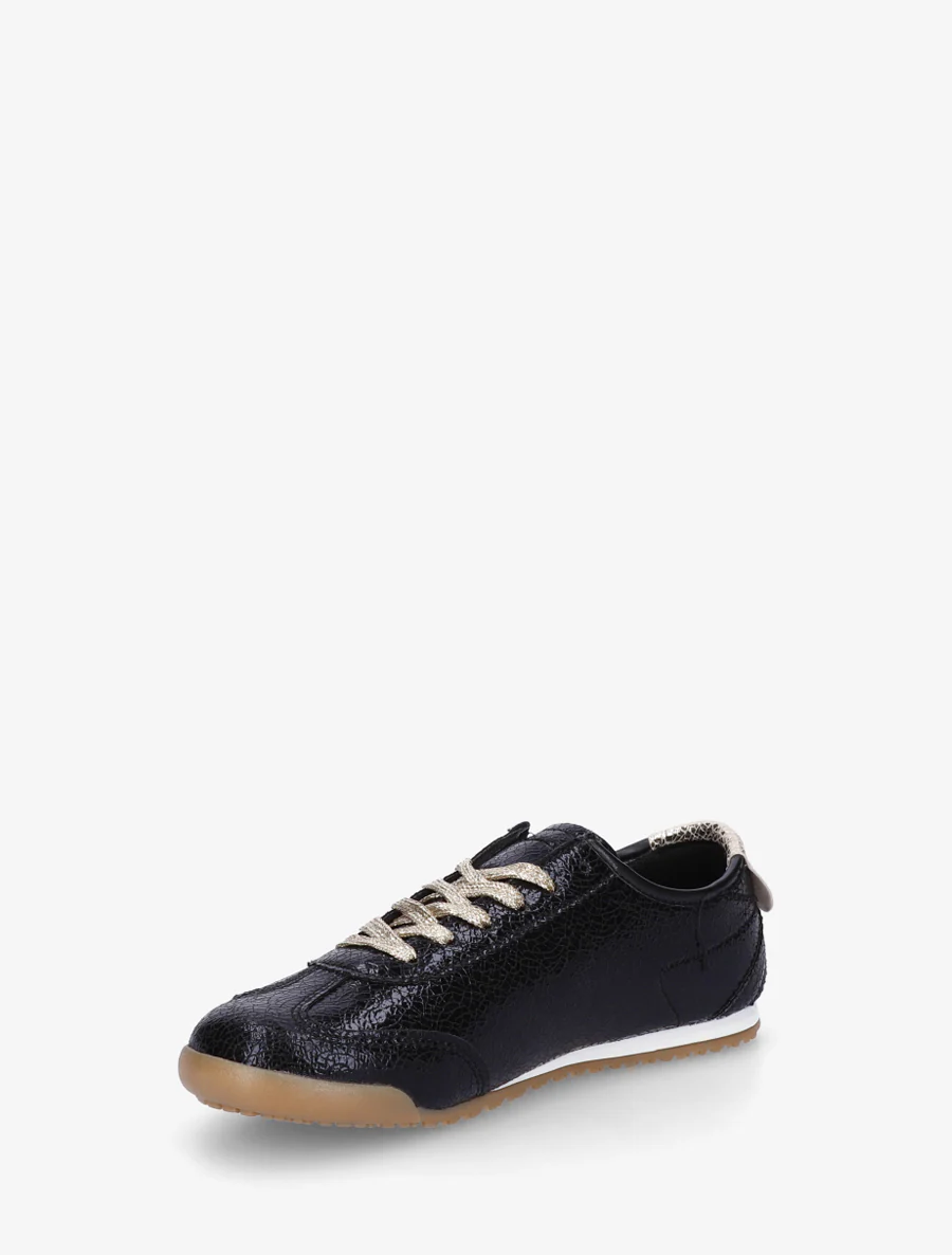 Sneakers van imitatieleer met grafisch inzetstuk - Zwart - Image 3