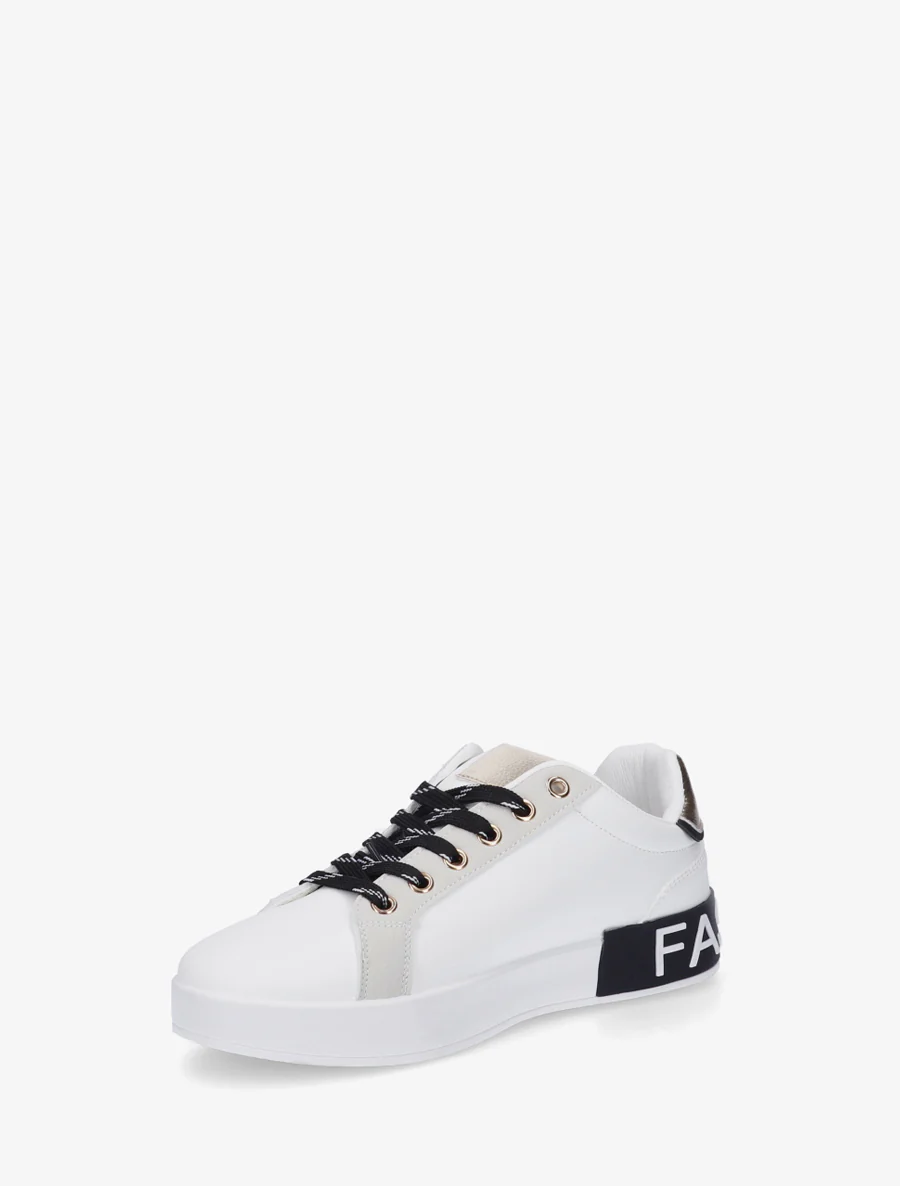 Sneakers van imitatieleer met iriserende band en ritssluiting - Wit - Image 3