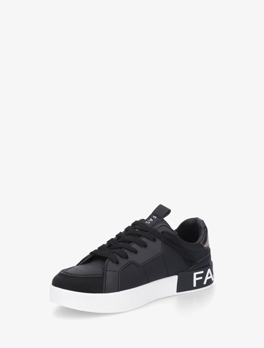 Sneakers van imitatieleer met iriserende band - Zwart - Image 3