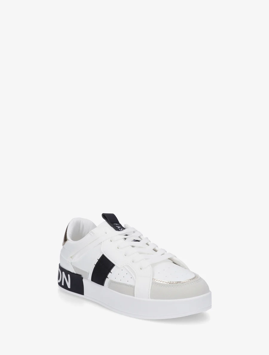 Sneakers van imitatieleer met iriserende band - Wit - Image 2
