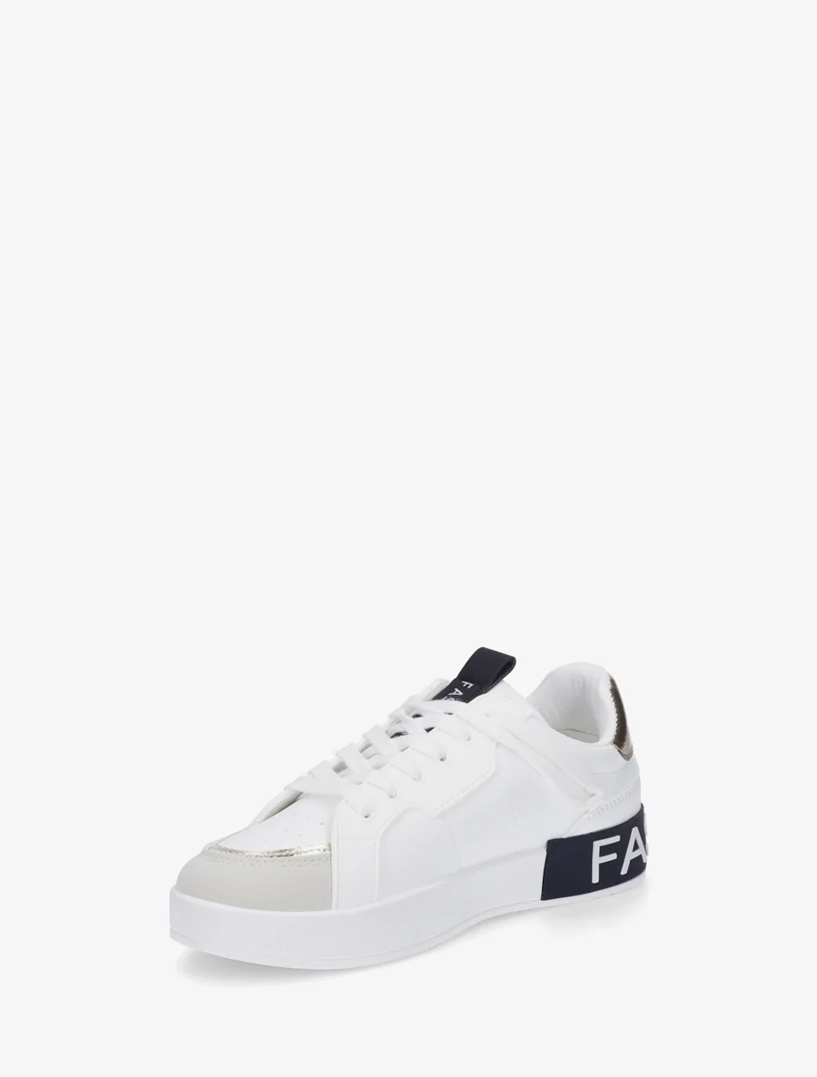 Sneakers van imitatieleer met iriserende band - Wit - Image 3