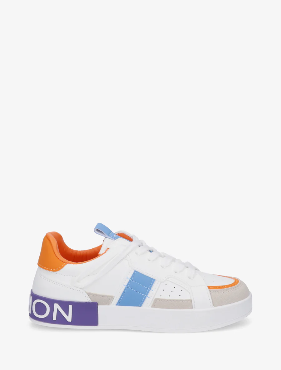 Sneakers van imitatieleer met iriserende band - Oranje