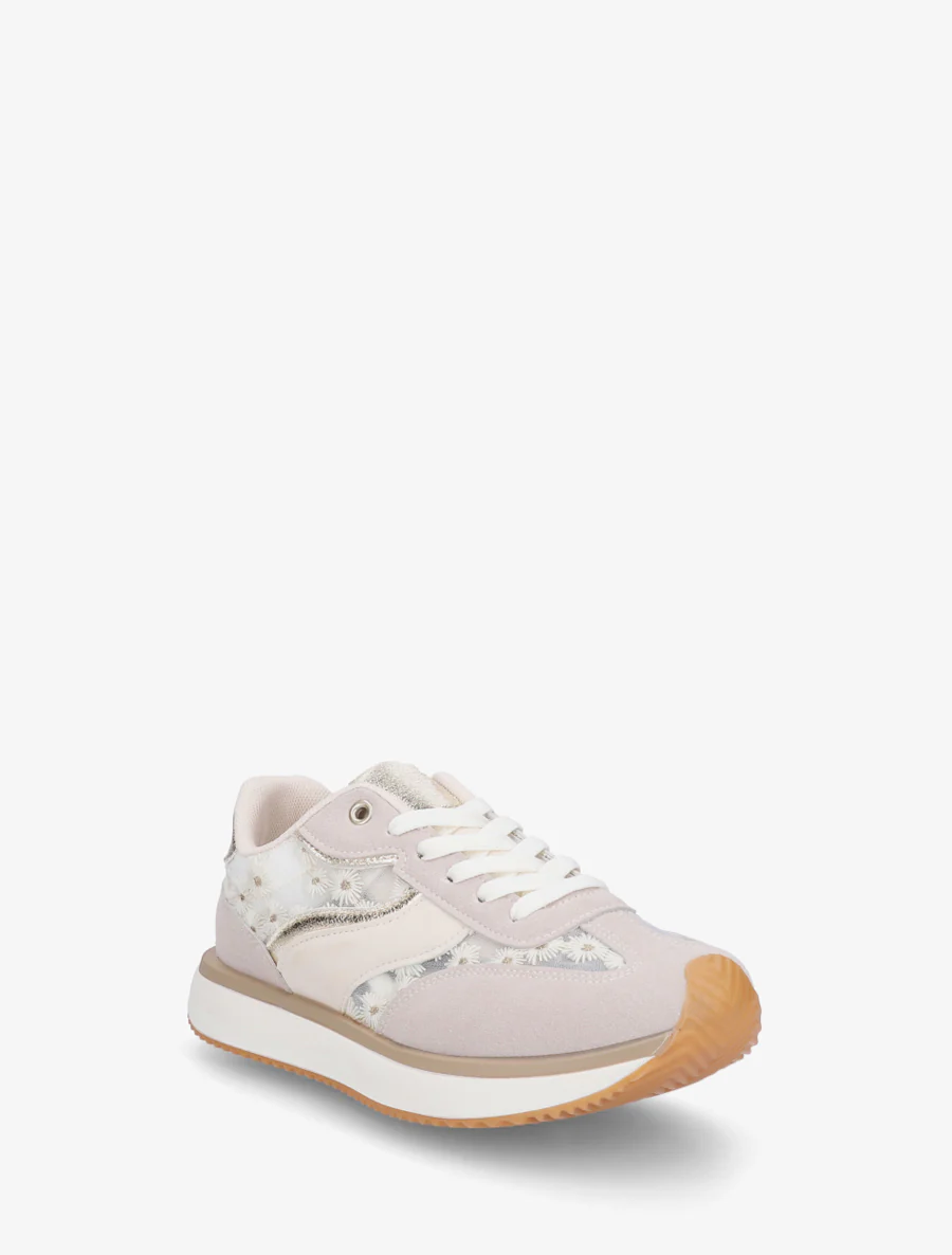 Sneakers van imitatieleer met margrietmotief - Goud - Image 2