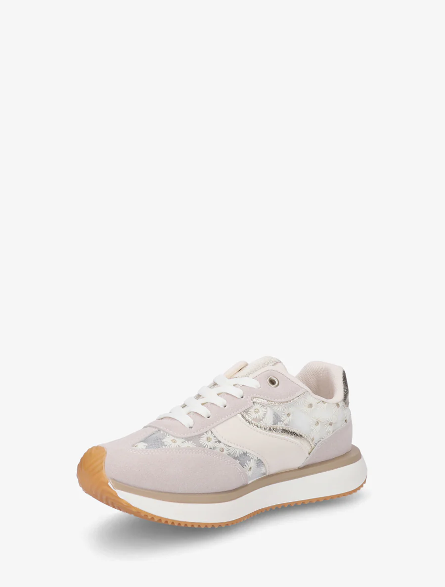 Sneakers van imitatieleer met margrietmotief - Goud - Image 3
