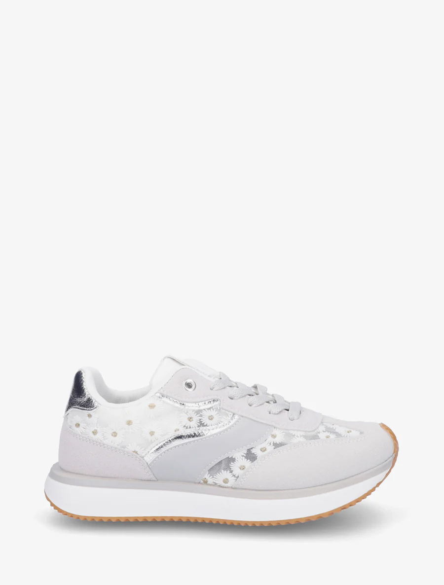 Sneakers van imitatieleer met margrietmotief - Geld