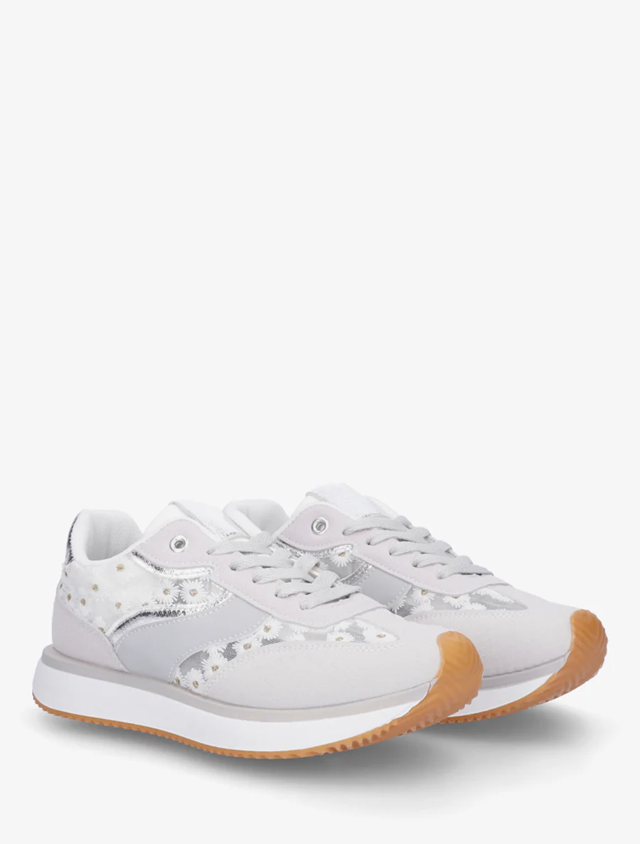 Sneakers van imitatieleer met margrietmotief - Geld - Image 4
