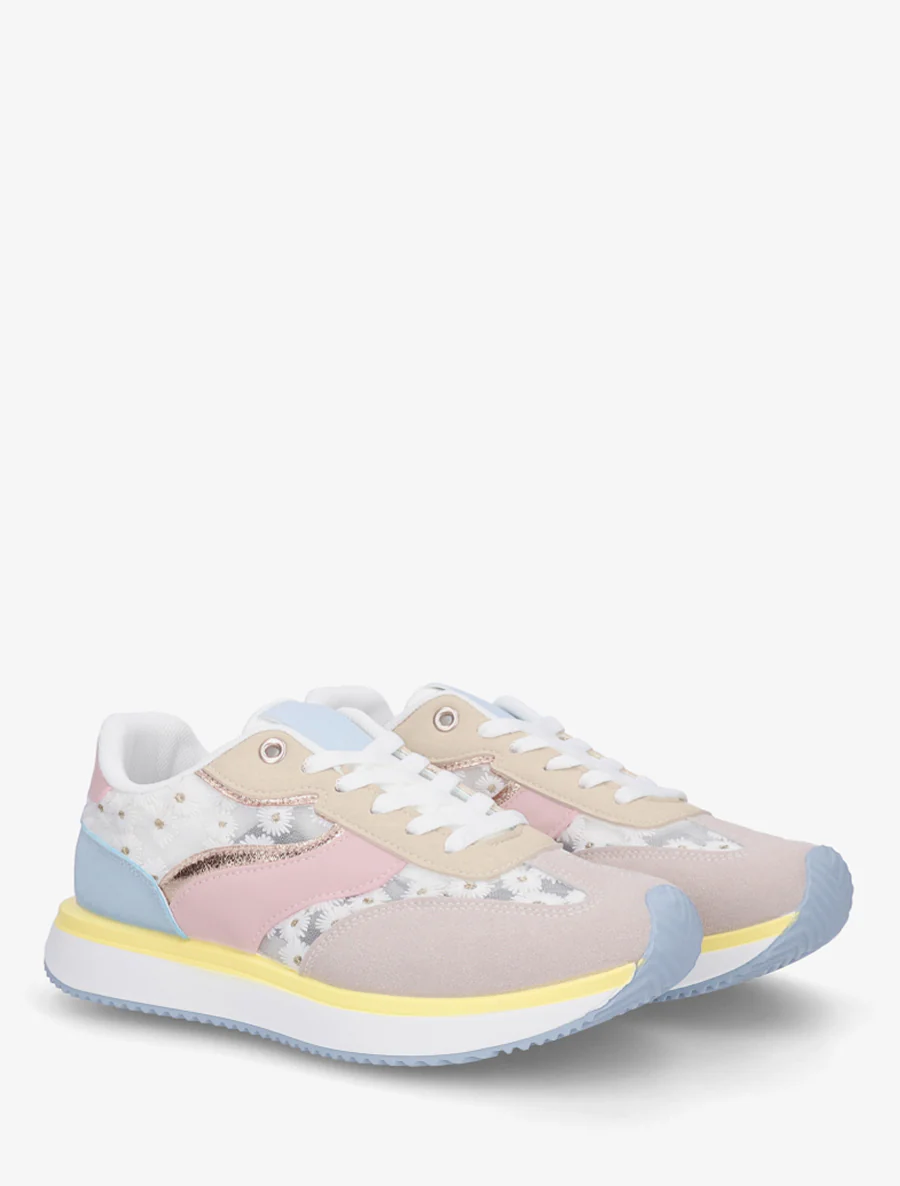 Sneakers van imitatieleer met margrietmotief - Mol - Image 4