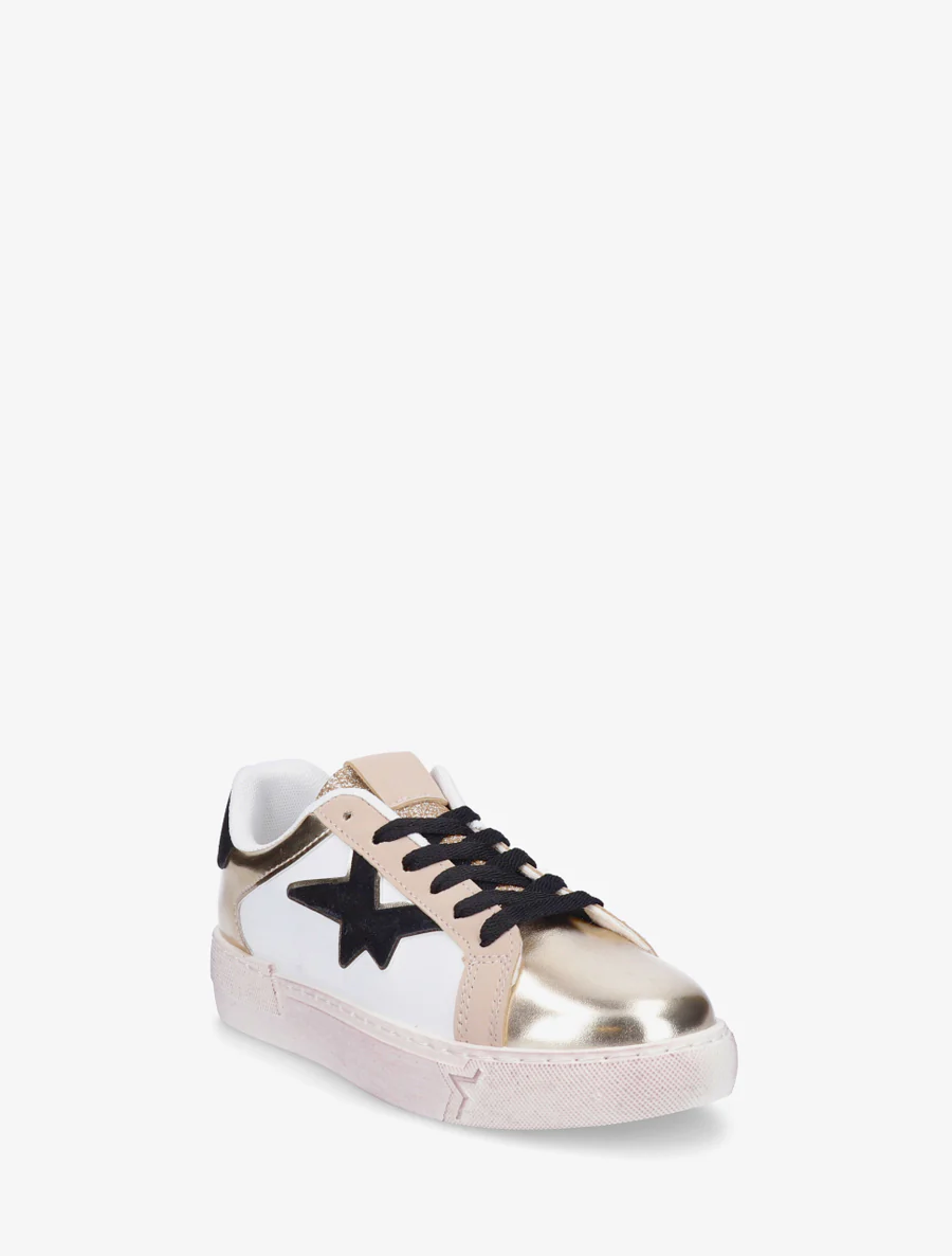 Sneakers van imitatieleer met sterpatroon - Goud - Image 2