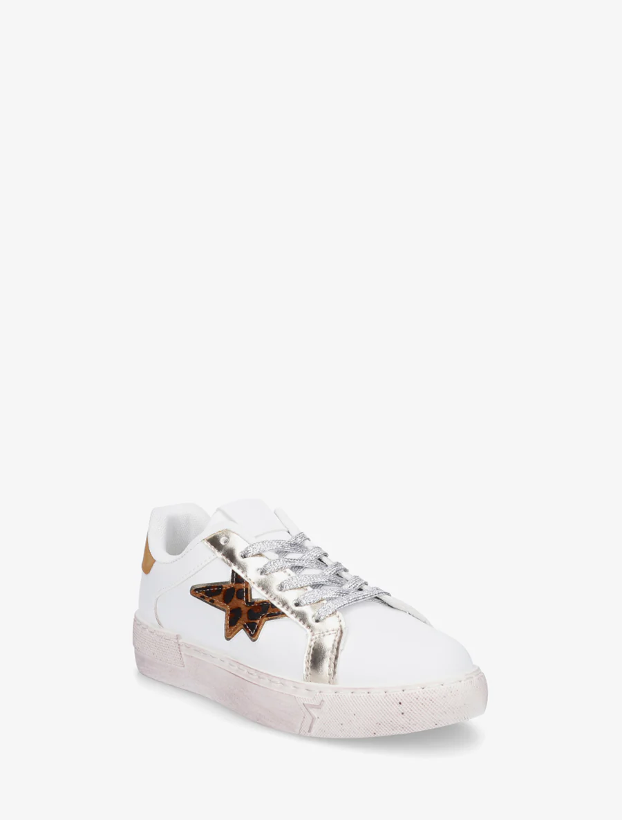 Sneakers van imitatieleer met sterpatroon - Wit - Image 2