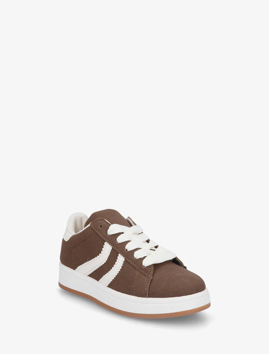 Sneakers van nubuckeffect met gekartelde banden - Bruin - Image 2