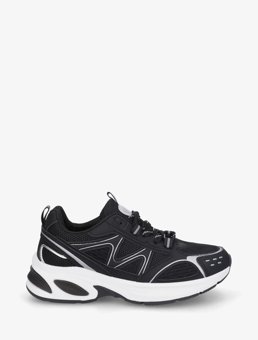 Sneakers van stof en imitatieleer - Zwart