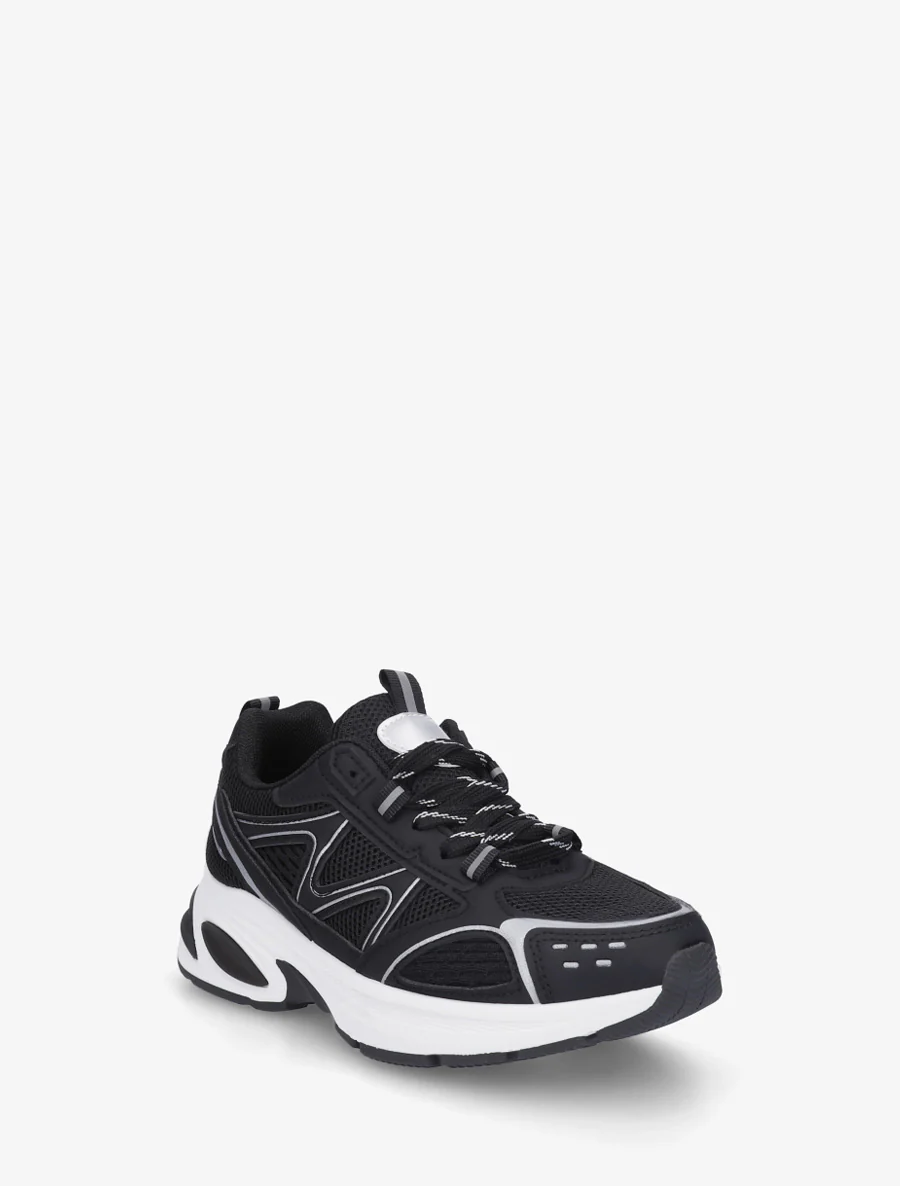 Sneakers van stof en imitatieleer - Zwart - Image 2