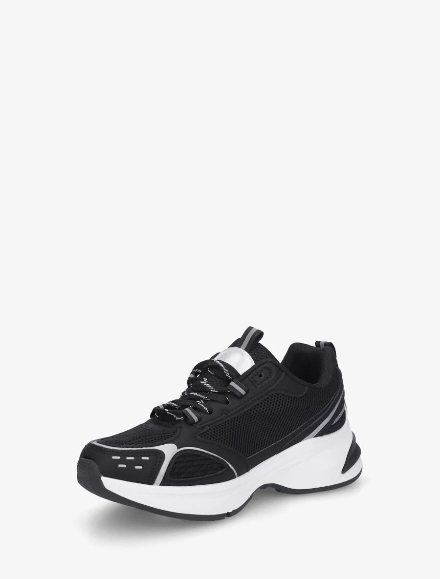 Sneakers van stof en imitatieleer - Zwart - Image 3