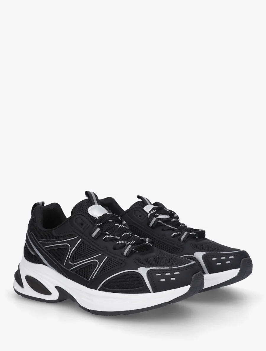 Sneakers van stof en imitatieleer - Zwart - Image 4