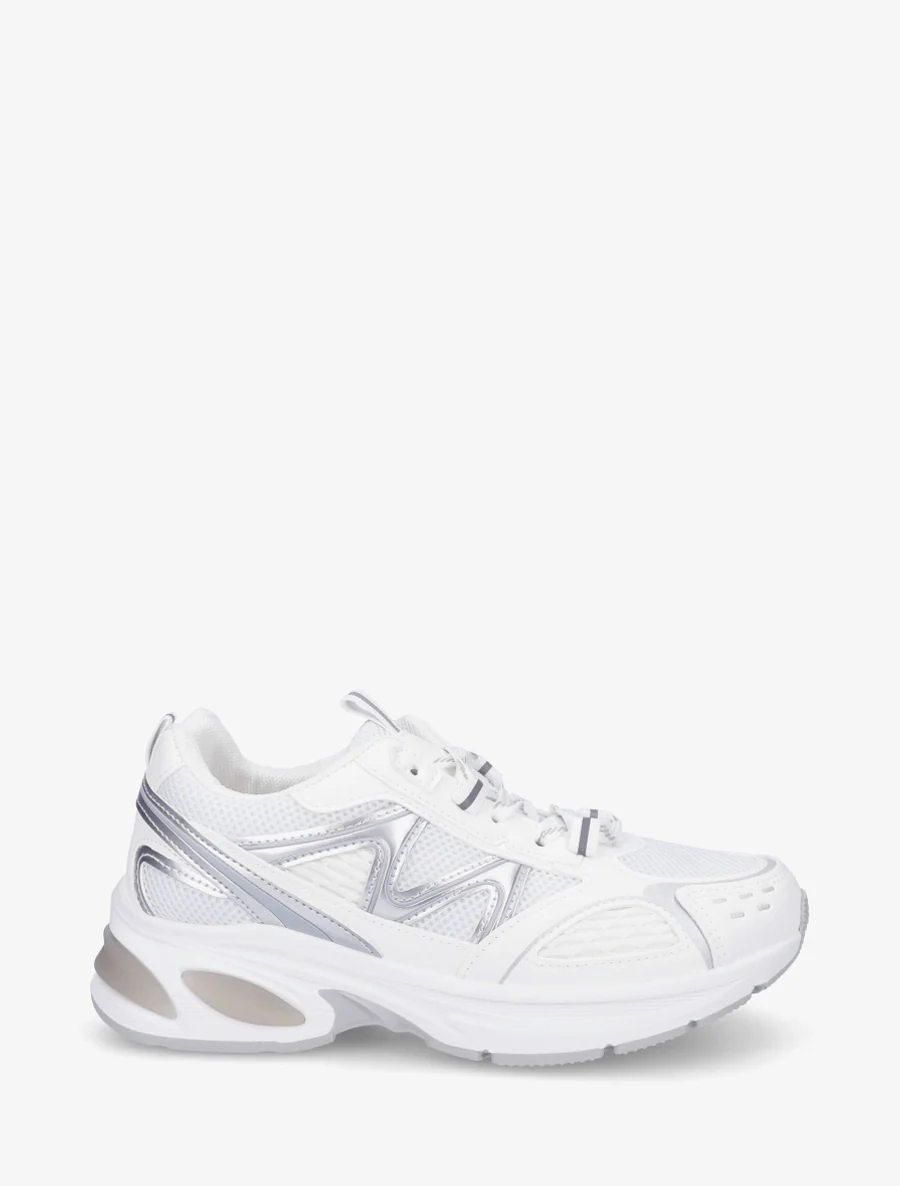 Sneakers van stof en imitatieleer - Wit