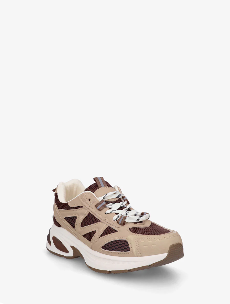 Sneakers van stof en imitatieleer - Bruin - Image 2