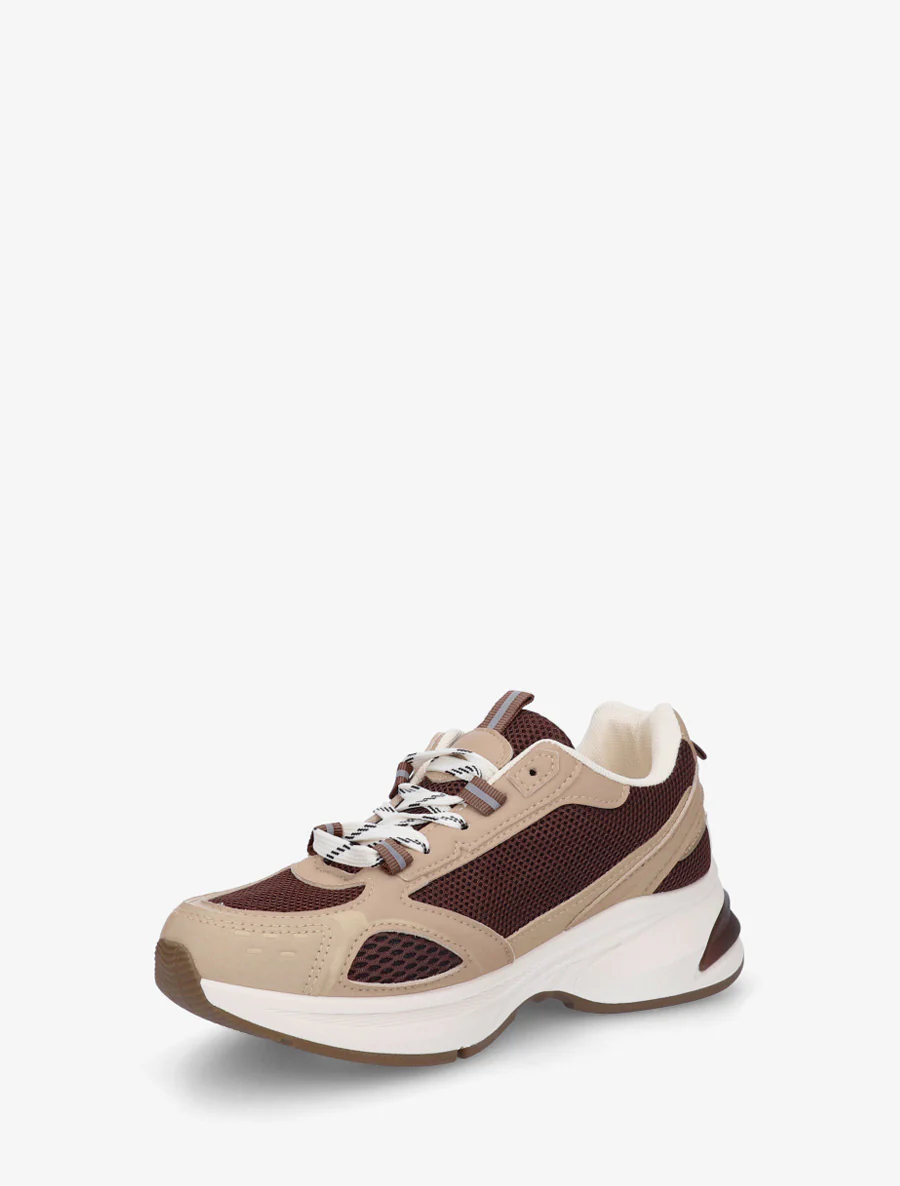 Sneakers van stof en imitatieleer - Bruin - Image 3