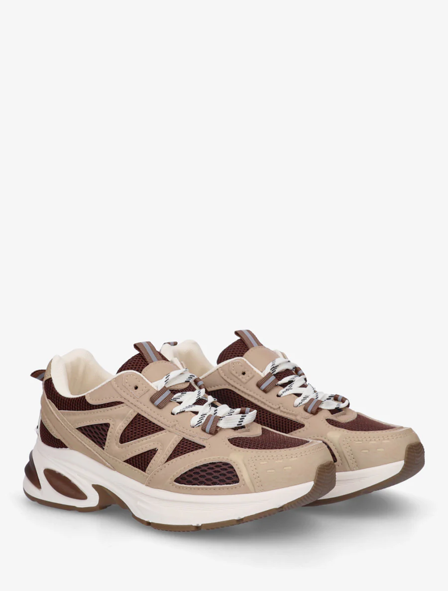 Sneakers van stof en imitatieleer - Bruin - Image 4