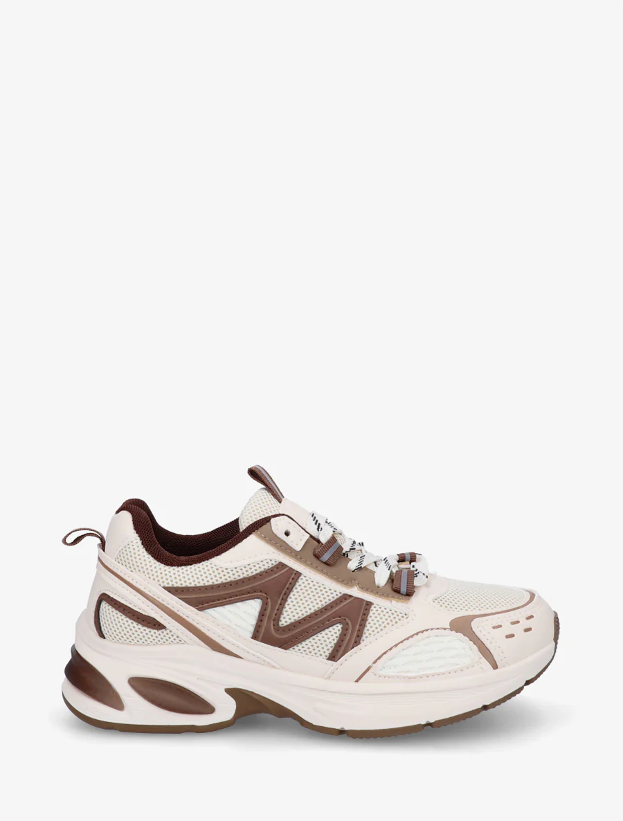 Sneakers van stof en imitatieleer - Beige