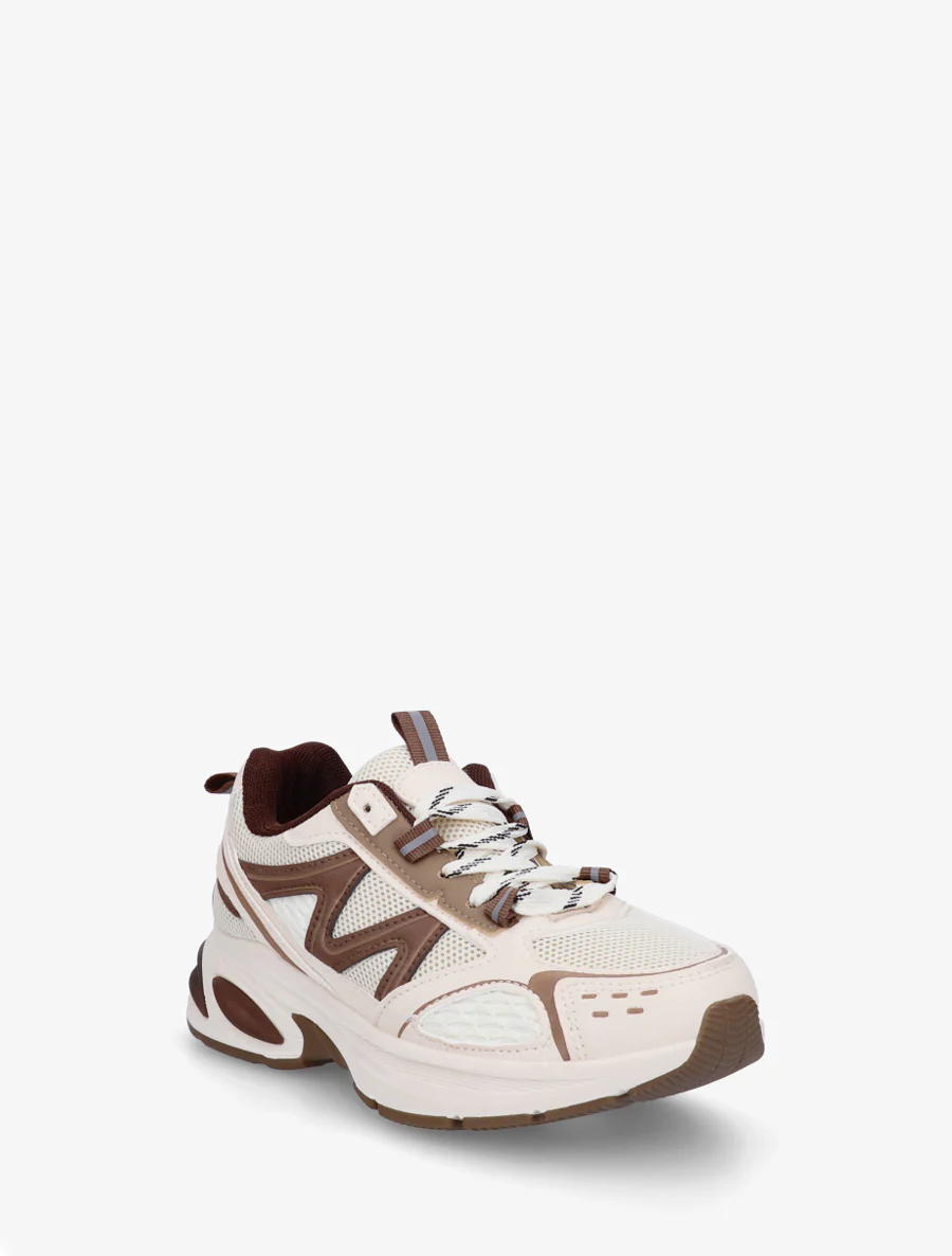Sneakers van stof en imitatieleer - Beige - Image 2