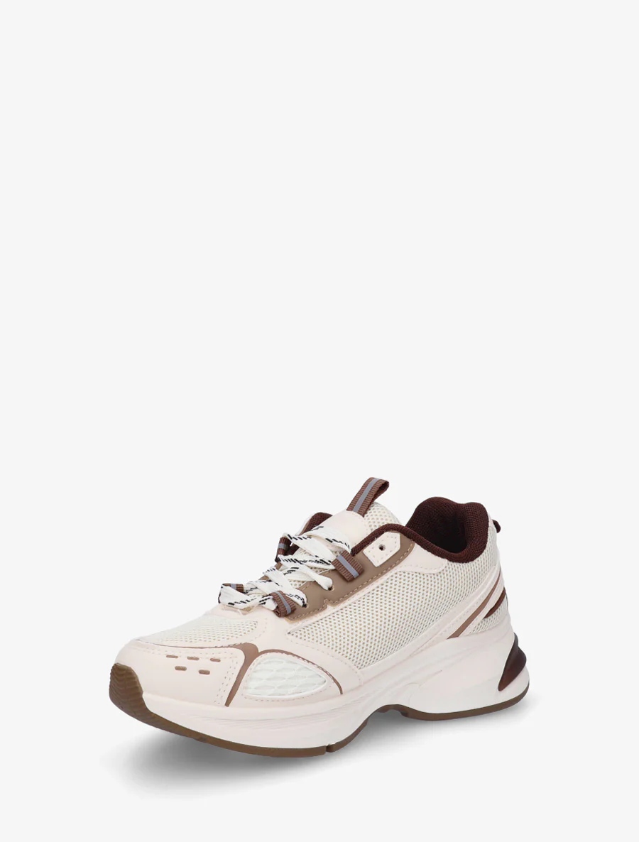 Sneakers van stof en imitatieleer - Beige - Image 3
