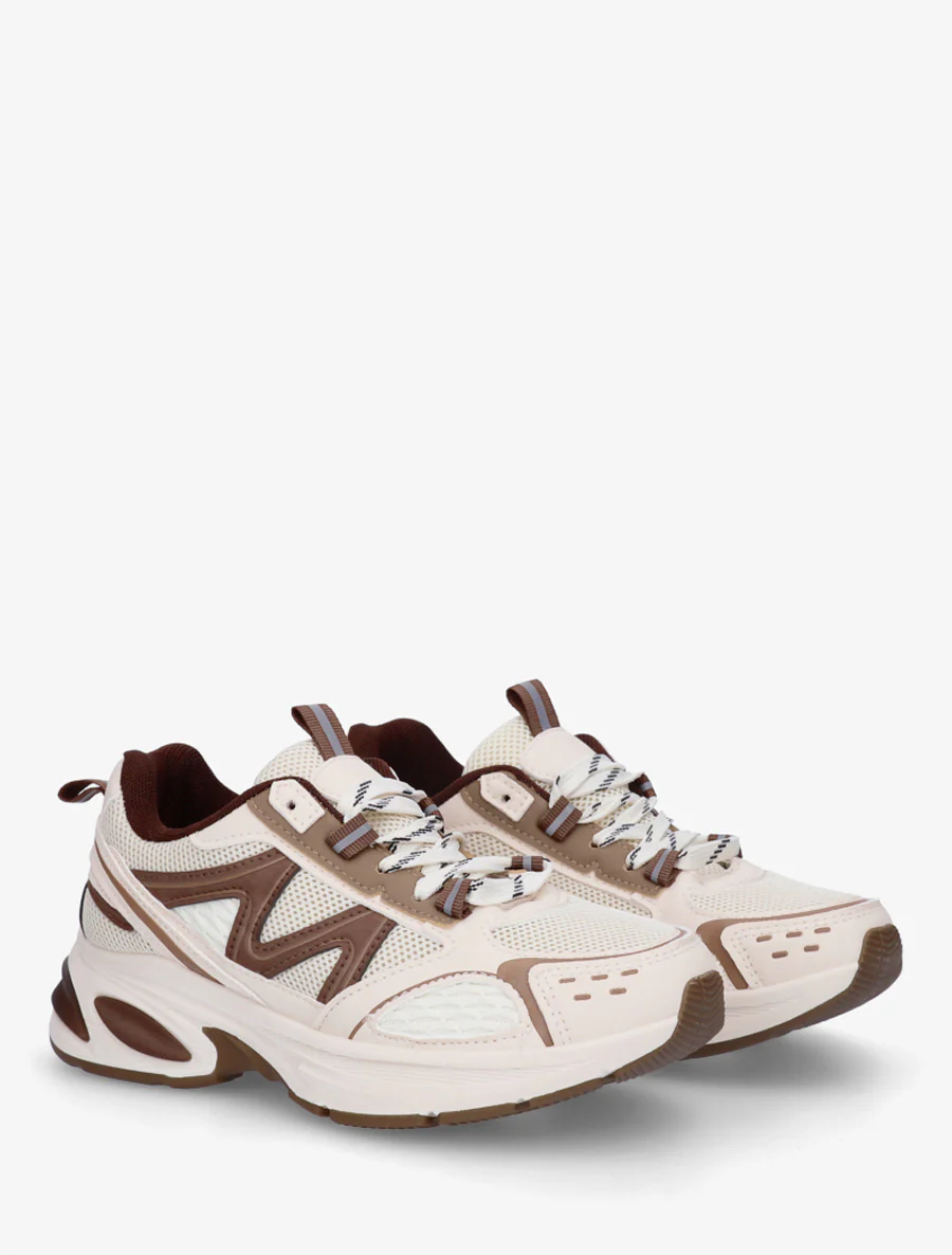Sneakers van stof en imitatieleer - Beige - Image 4