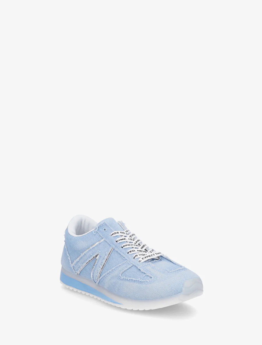 Sneakers van stof met gevlockte veters - Lichtblauw - Image 2
