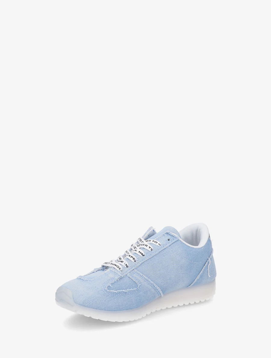 Sneakers van stof met gevlockte veters - Lichtblauw - Image 3