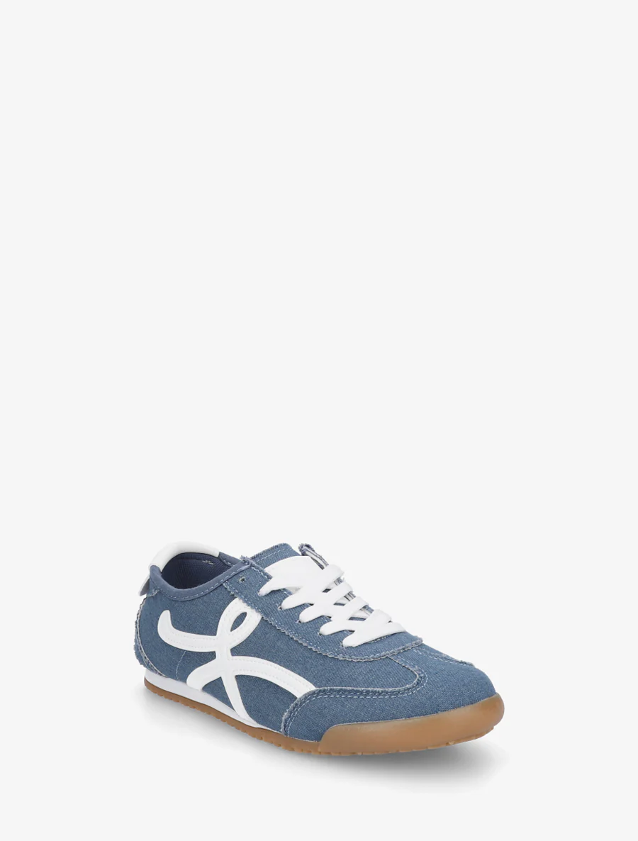 Sneakers van stof met grafisch inzetstuk - Blauwe denim - Image 2