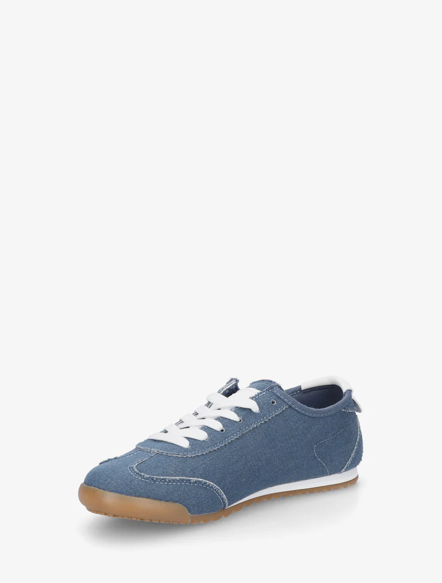 Sneakers van stof met grafisch inzetstuk - Blauwe denim - Image 3