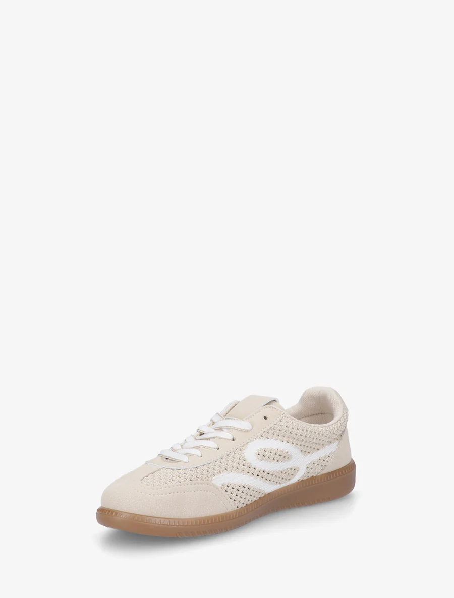 Sneakers van stof met grafisch patroon - Beige - Image 3