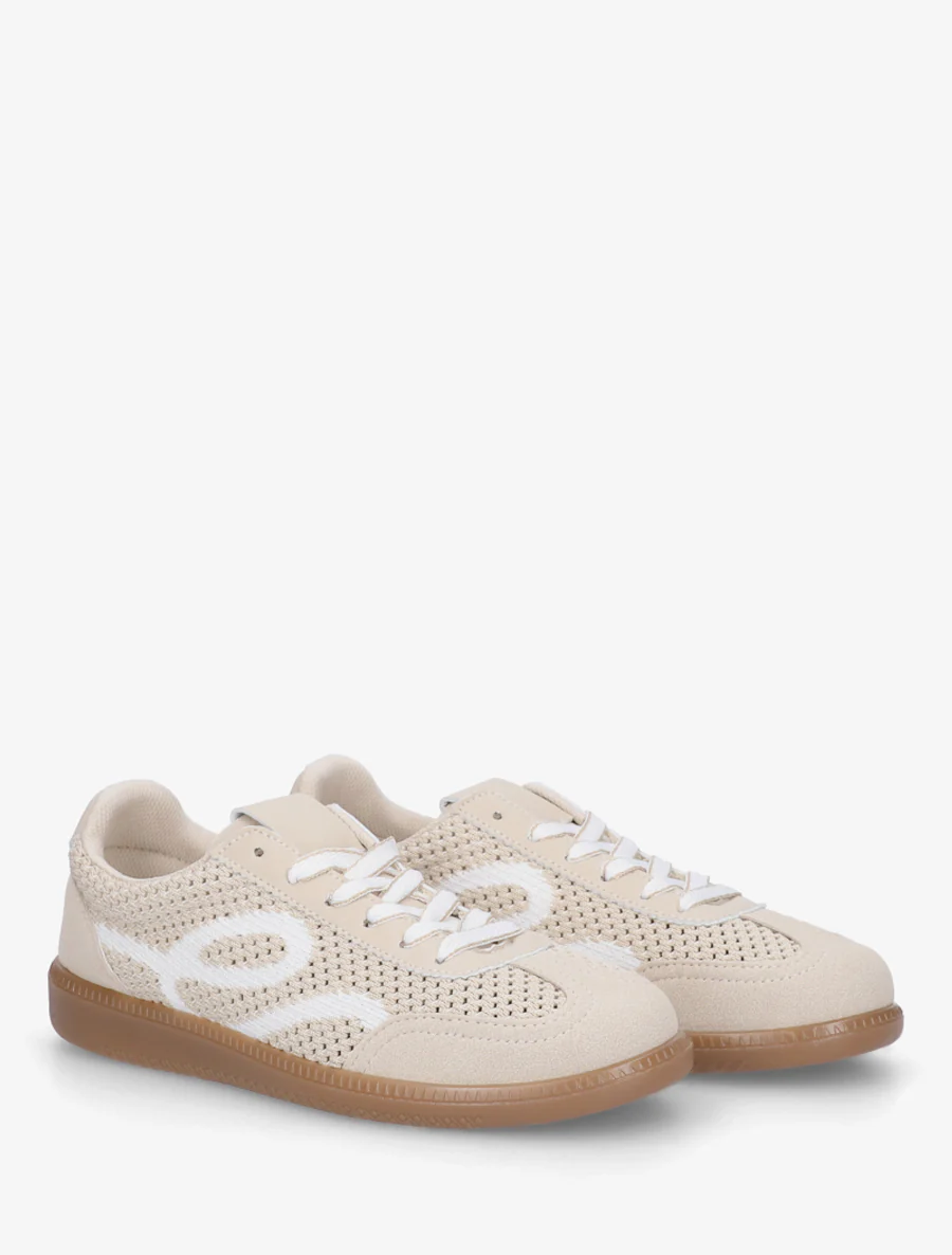 Sneakers van stof met grafisch patroon - Beige - Image 4