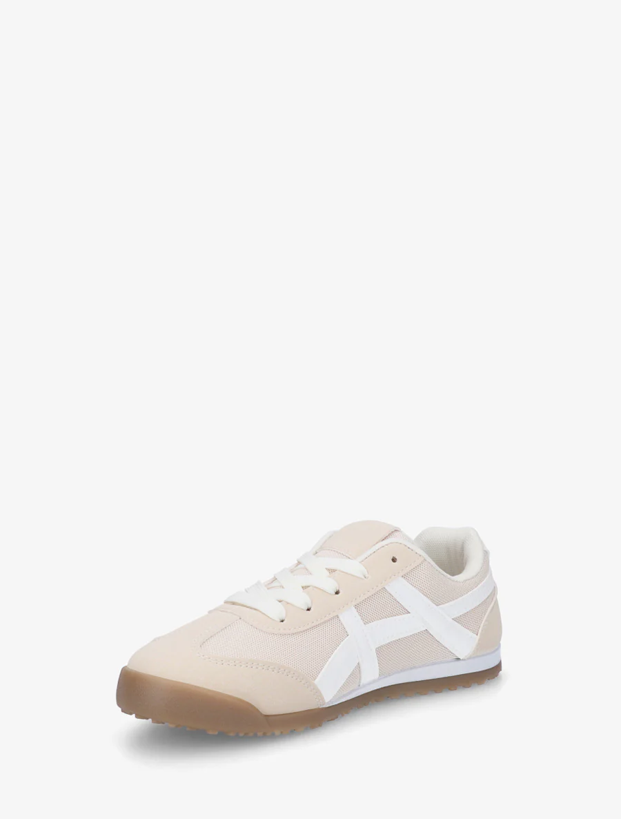 Sneakers van stof met imitatie-inzetstukken - Beige - Image 3