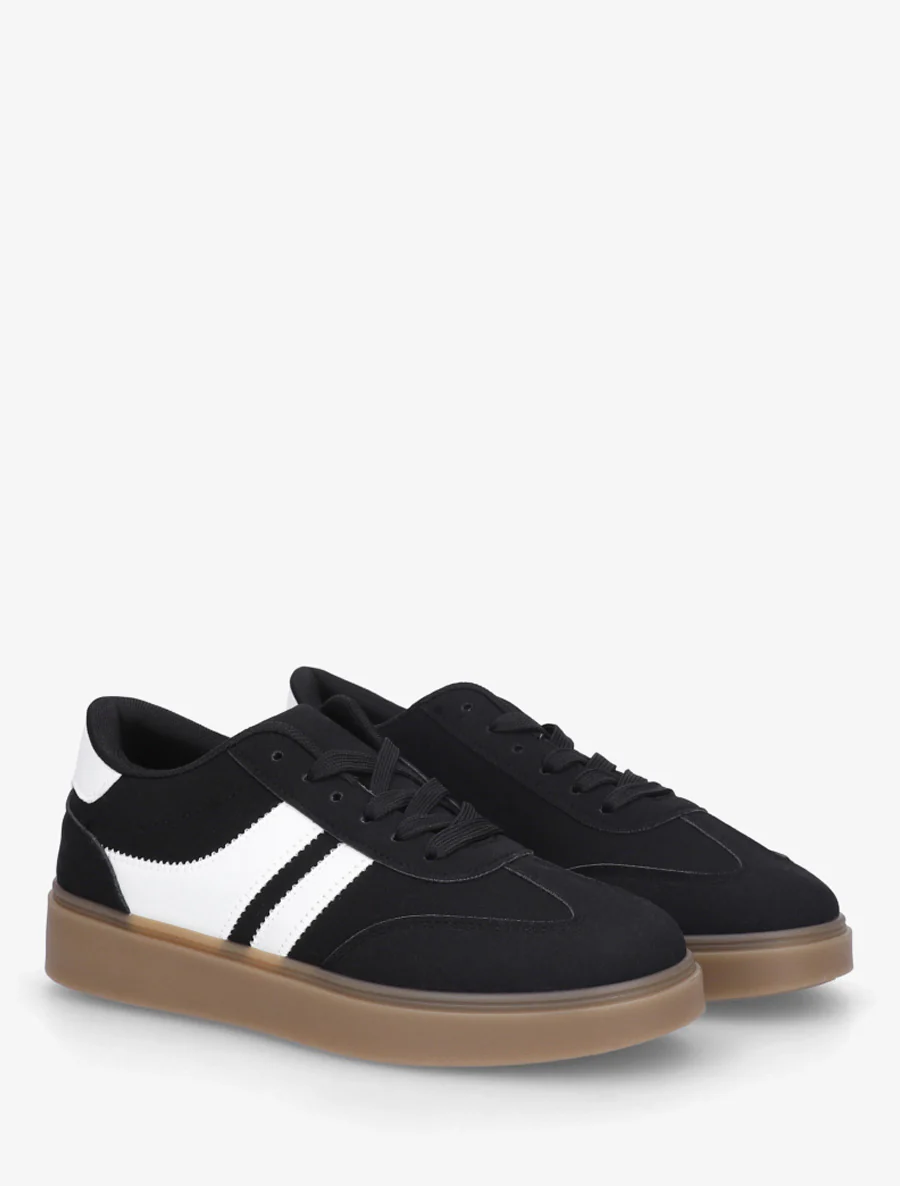 Sneakers van suèdine met contrasterende banden - Zwart - Image 4