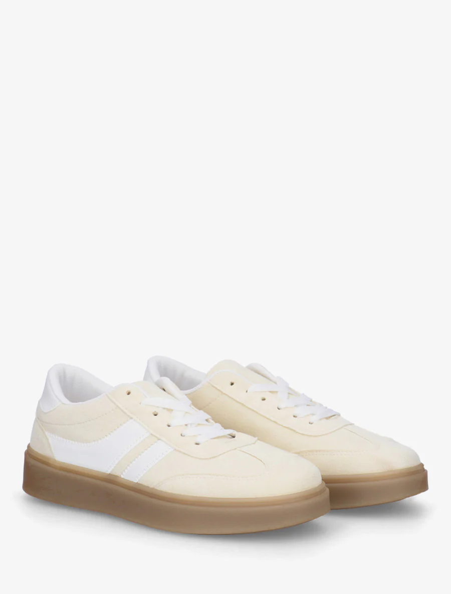 Sneakers van suèdine met contrasterende banden - Lichtgeel - Image 4